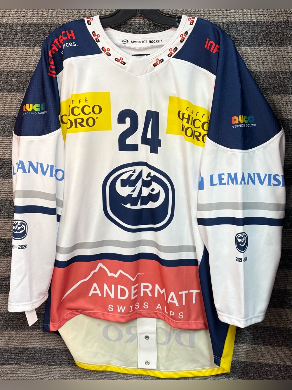 Team Issued 2021/22 HC Ambrì-Piotta Swiss League Fight Strap Hockey Jersey XL